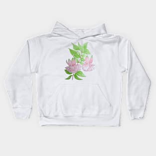 Pink fuchsia flowers with leaves floral Kids Hoodie